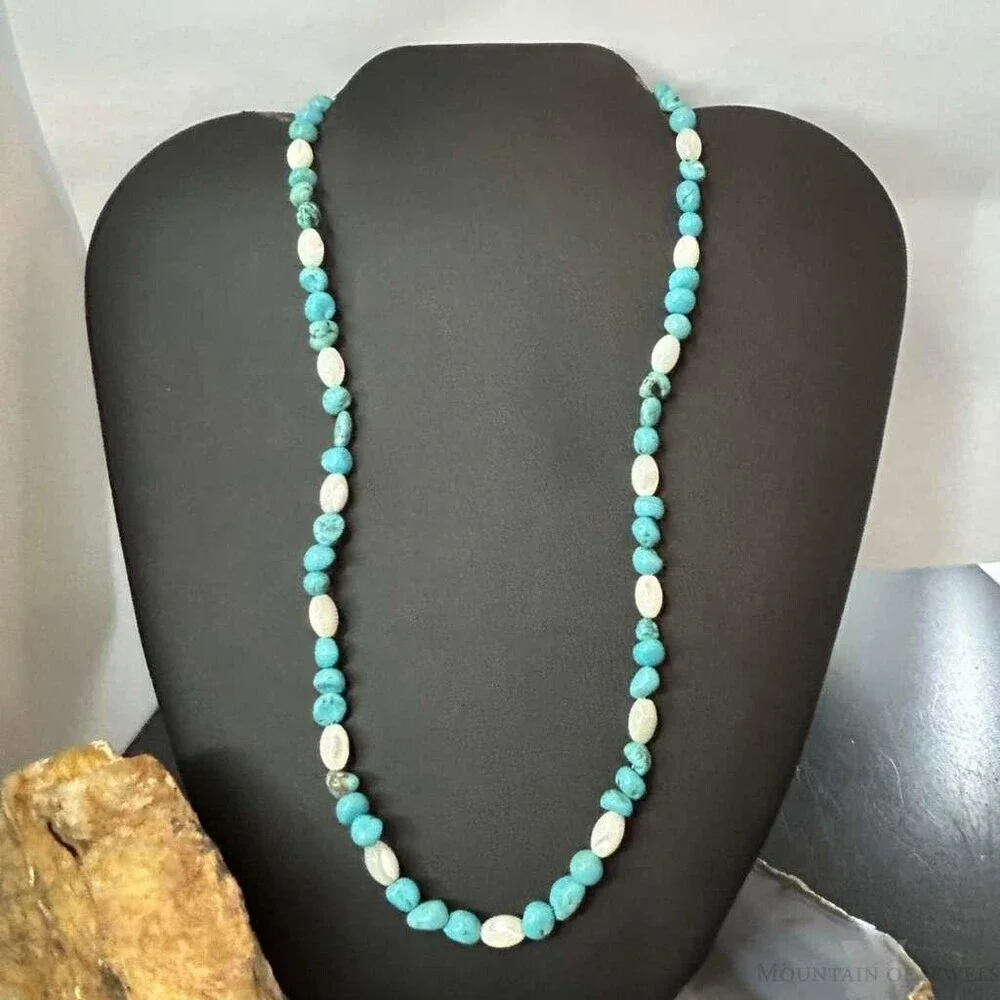 Sterling Silver 5-10mm Turquoise & 8mm MOP Beads 20
